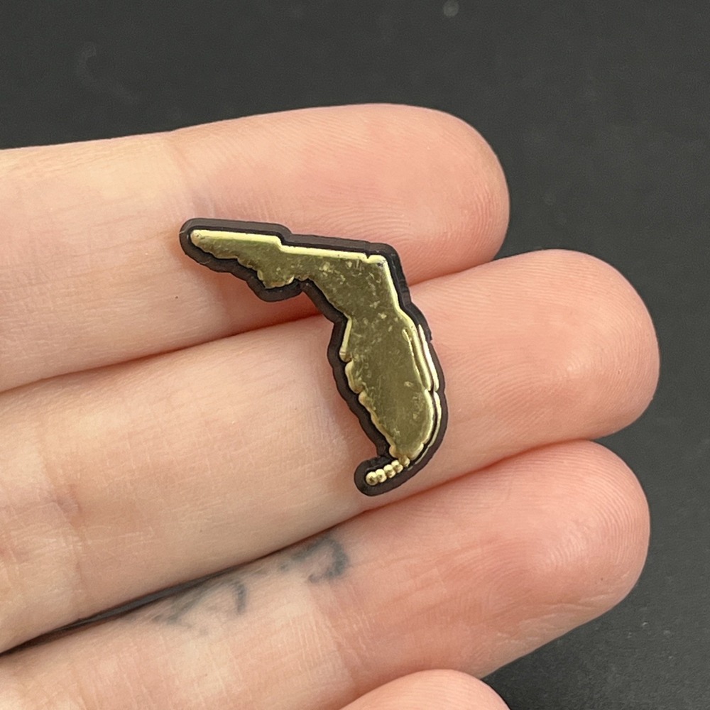 State Of Florida Outline USA Gold Tone Plastic Lapel Hat Pin